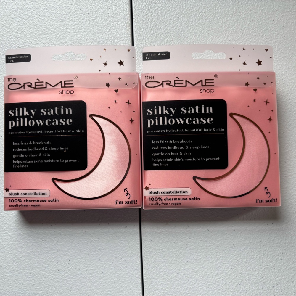 The Crème Shop Silky Satin Pillowcase - Pink (Set of 2)